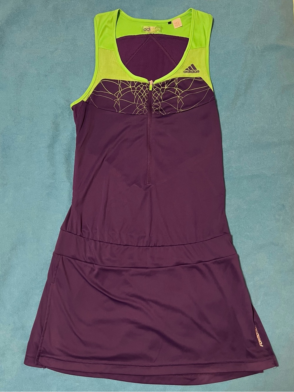 Adidas Purple and Lime Front-Zip Tennis Dress